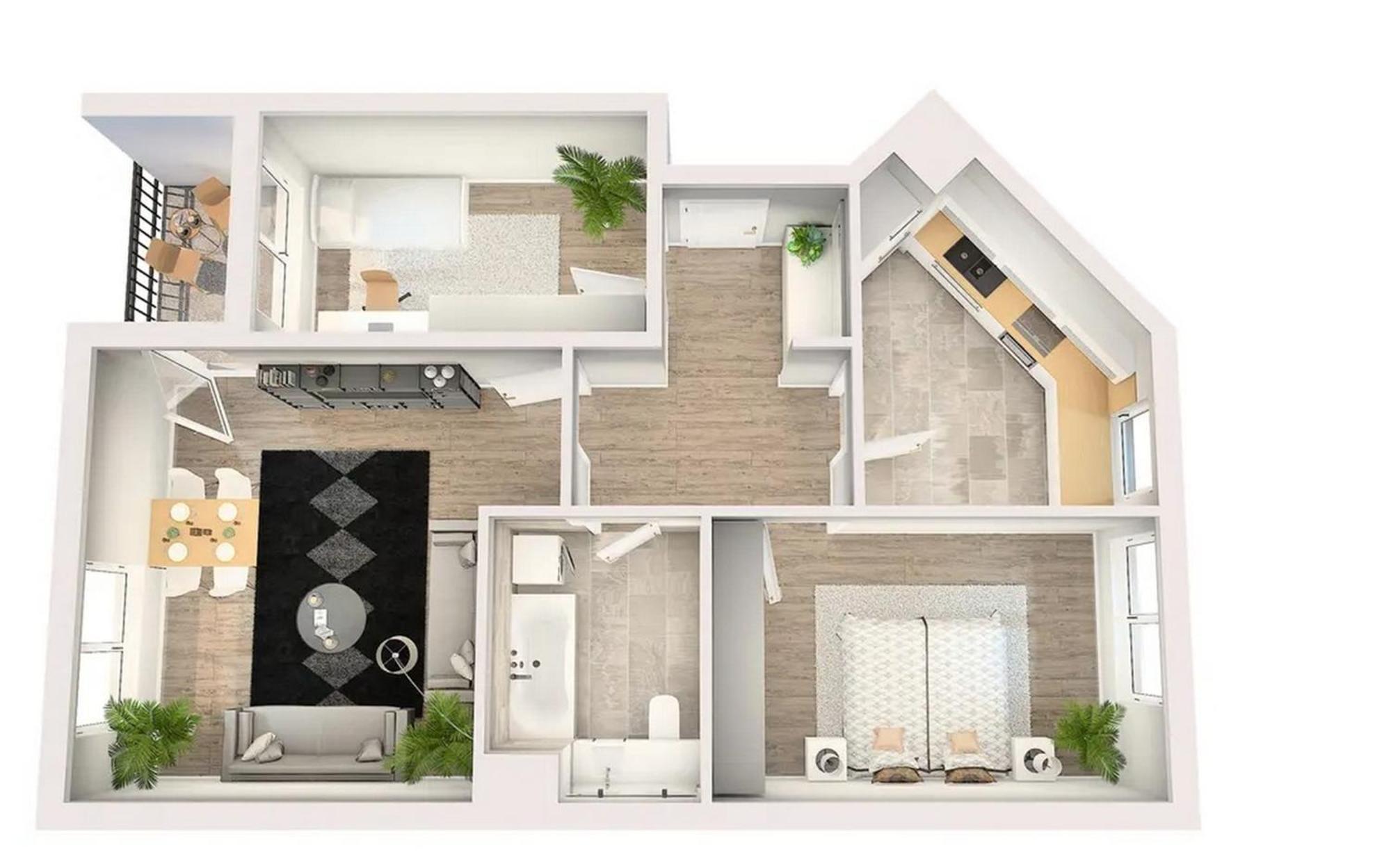 Apartment Neue 3-zimmer-wohnung - Hochwertig Moebliert, Zentral & Mit Balkon *